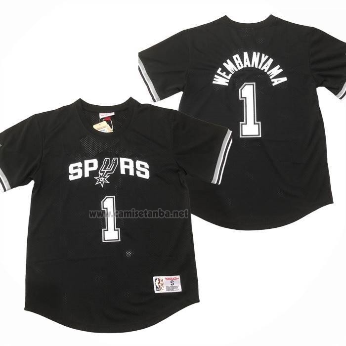 Camiseta Manga Corta San Antonio Spurs Victor Wembanyama NO 1 Negro
